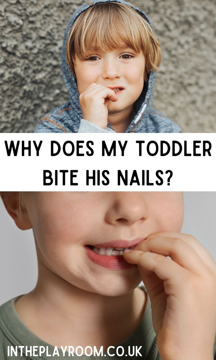 a boy with his mouth open and the words why does my toddler bite his nails?