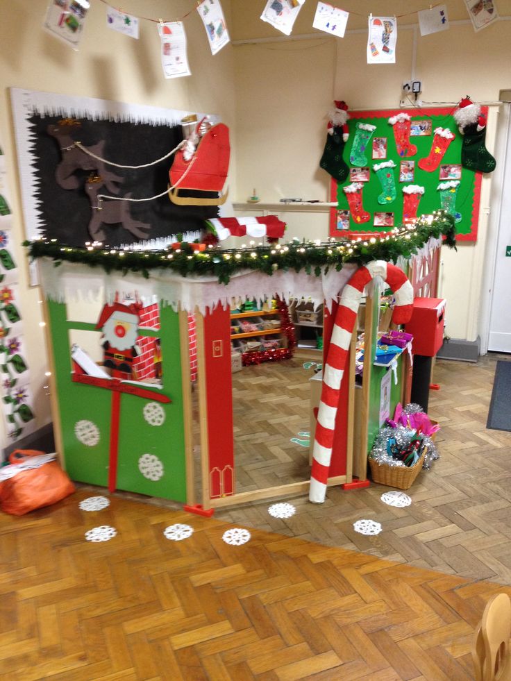 a christmas display in the middle of a room