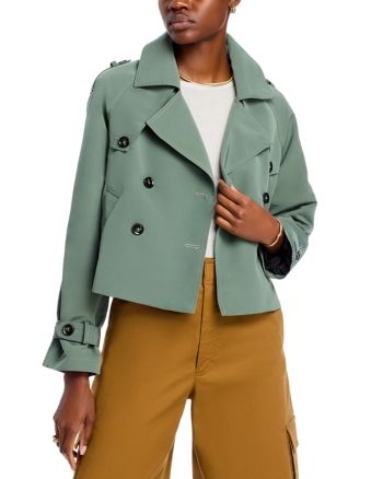 Steve Madden Sirus Cropped Double Breasted Jacket Fall Cropped Jacket With Lapel Collar For Workwear, Lapel Collar Cropped Jacket For Fall Workwear, Cropped Jacket With Lapel Collar For Fall Workwear, Tailored Green Outerwear For Spring, Versatile Fall Blazer With Button Closure, Tailored Cropped Jacket With Lapel Collar For Fall, Versatile Green Outerwear For Work, Tailored Chic Outerwear For Fall, Versatile Spring Outerwear With Button Closure