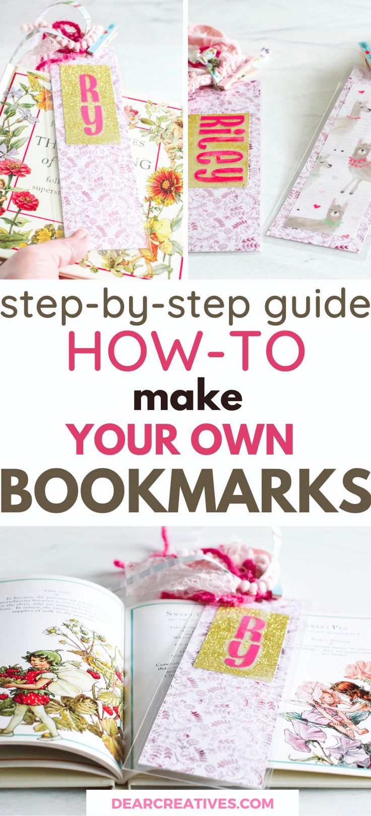 an open book with the title step - by - step guide how to make your own bookmarks