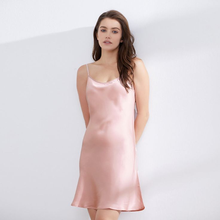 Charming Pink Plain Pink Summer Dress, Casual Plain Pink Dress, Chic Pink V-neck Sleepwear, Chic Pink Loungewear Dress, Pink Chic Loungewear Dresses, Chic Pink Sleepwear For Spring, Pink Sleeveless Casual Sleepwear, Pink Sleeveless Sleep Camisole, Chic Pink Cami Dress