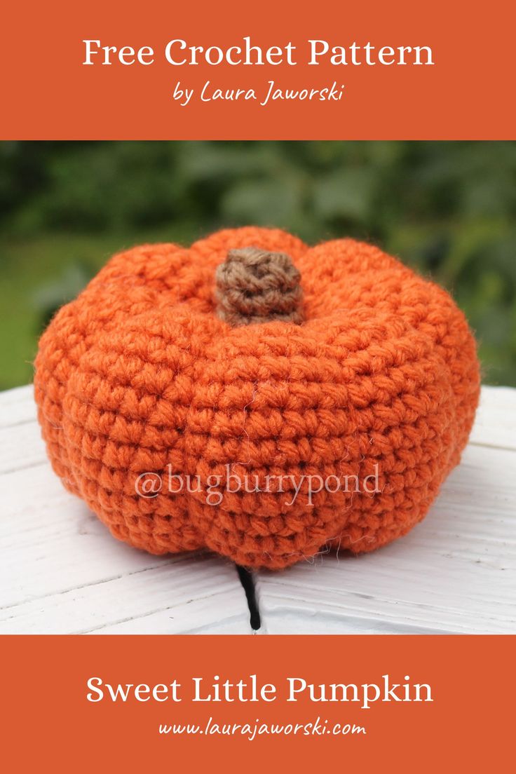 an orange crocheted pumpkin sitting on top of a white table with the words free crochet pattern