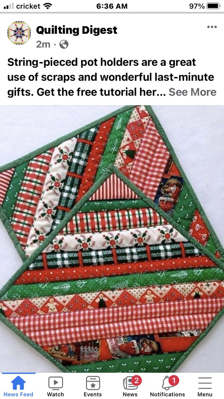 an image of a quilted christmas tree ornament