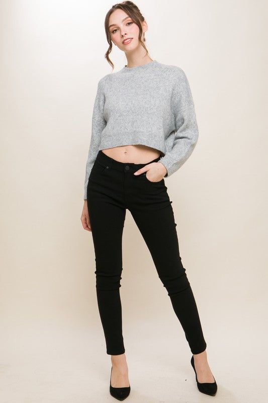 Elevate your winter wardrobe with our Wool Blend Cropped Sweater Top, a perfect blend of comfort and style. Crafted from a cozy wool blend, this sweater top offers a luxurious feel and warmth. The cropped silhouette adds a modern touch, making it a versatile piece for pairing with high-waisted bottoms. Fabric Contents: 54% Acrylic 43% Nylon 3% Spandex Fall Aesthetic Cozy, Aesthetic Cozy, Love Tree, Sweater Fits, Cold Weather Fashion, Round Neck Sweaters, Warm Autumn, One Piece Dress, Cozy Fashion