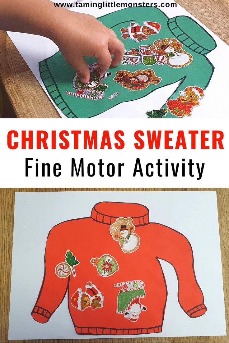 christmas sweater fine motor activity for kids