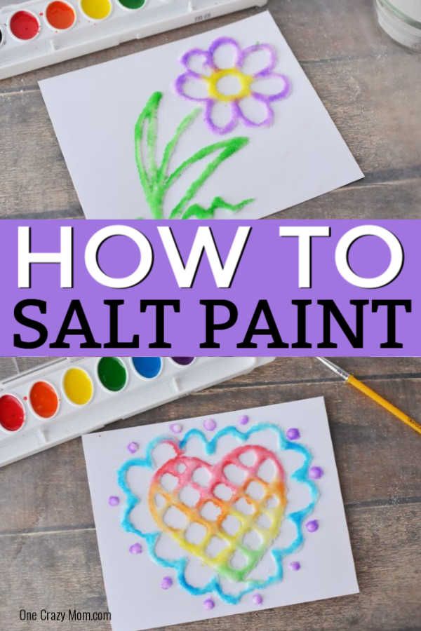 the words how to salt paint are painted on paper with watercolors next to it