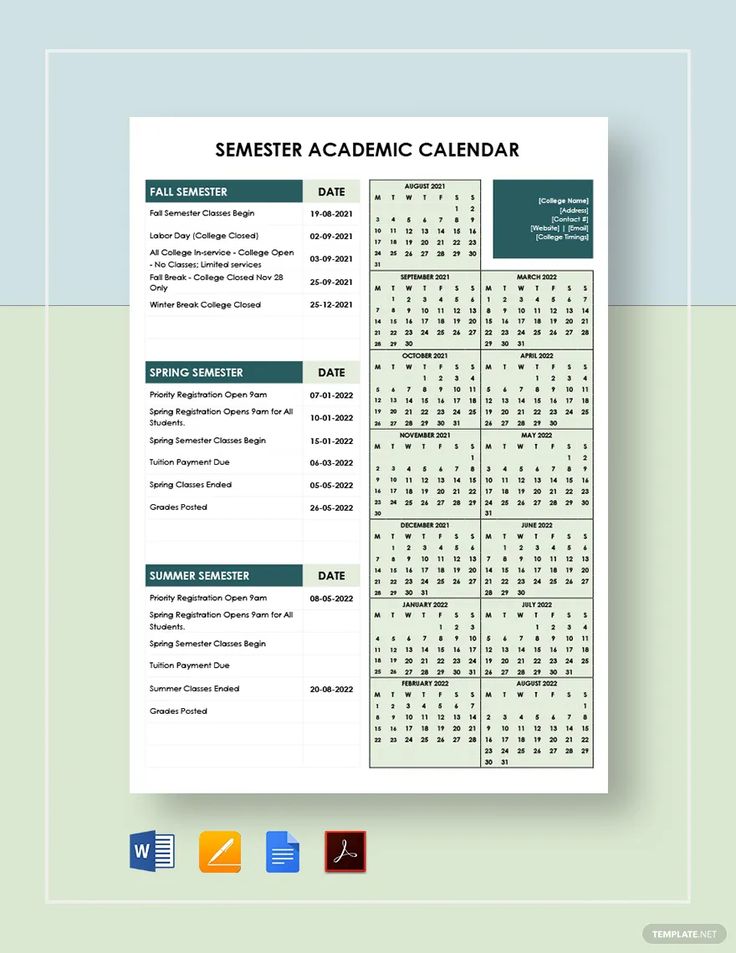 a sample calendar for the summer academic calendar