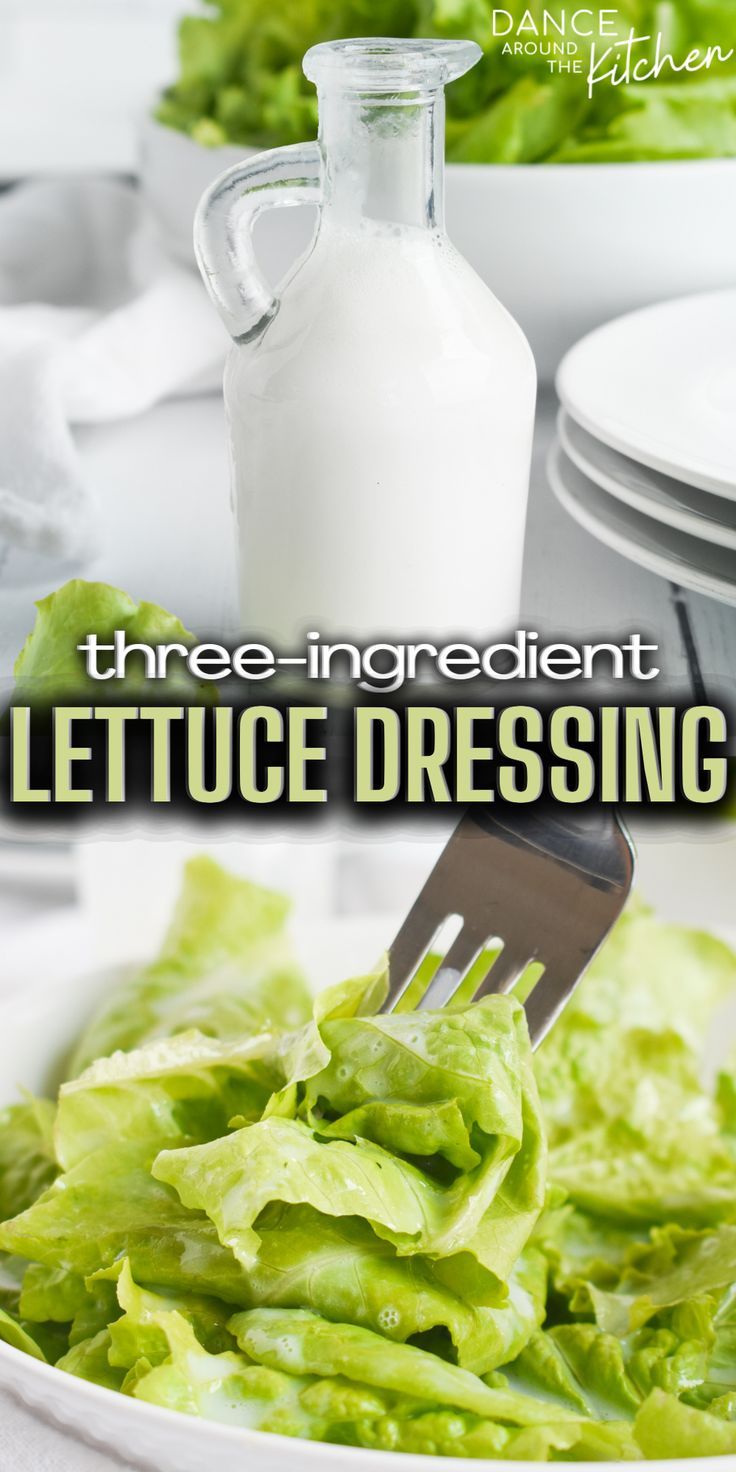 garden lettuce dressing and some salad on a fork Cream Dressing For Garden Lettuce, Fresh Garden Lettuce Salad Recipes, Dressing For Romaine Lettuce, Dressing For Lettuce Salad, Lettuce Dressing Recipe, Lettuce Salad Dressing Recipes, Fresh Lettuce Salad Recipes, Butter Lettuce Salad Dressing, Garden Lettuce Recipes