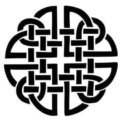 an intricate celtic knot design in black and white