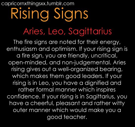 a black background with the words rising signs aris leo sagitaruus