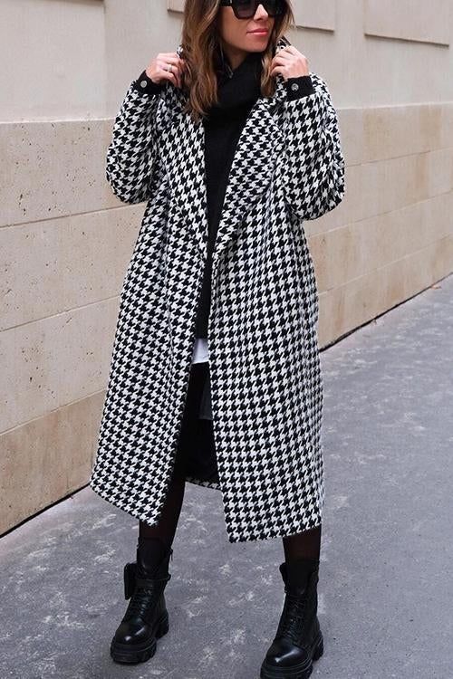 Hollow Sweater, Bell Pants, Mode Abaya, Houndstooth Pattern, Long Sleeves Coats, Woolen Coat, Jumpsuit With Sleeves, Formal Outfit, Black Sweater