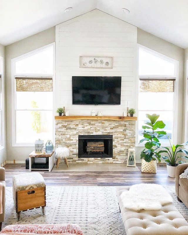 the living room is clean and ready to be used as a den or family room