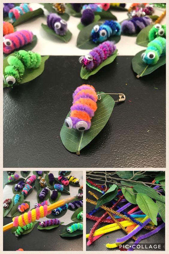 the caterpillars are all different colors and sizes, but they can be used to make crafts