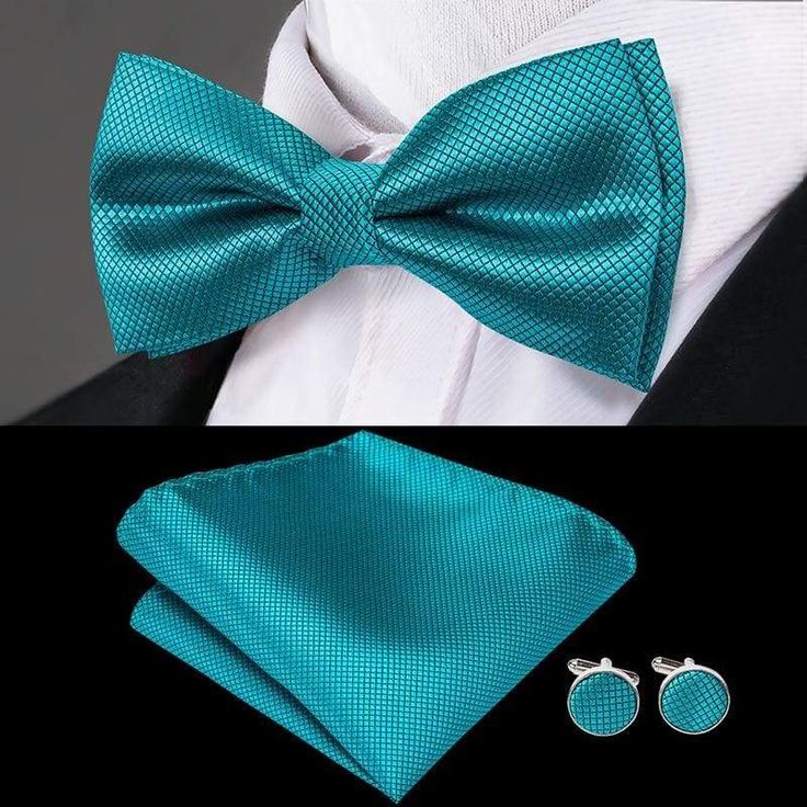 100% Silk Butterfly Pre-Tied Bow Tie Cufflinks Set LH-760 BOW TIE Blue Bowtie, Green Bow Tie, Black Bow Tie, Silk Bow Ties, Pre Tied Bow Tie, Bow Tie Set, Bow Tie Wedding, Cufflink Set, Green Bows