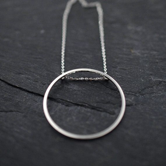 Singular rolling Oh silver necklace by Minicyn on Etsy Silver Circular Minimalist Chain Necklace, Minimalist Sterling Silver Open Circle Necklace, Minimalist Full Circle Necklace With Delicate Chain, Modern Round Chain Necklace For Everyday, Delicate Chain Necklace For Everyday, Everyday Full Circle Necklace With Delicate Chain, Delicate Full Circle Necklace For Everyday, Circular Silver Chain Necklace Gift, Modern Necklace With Delicate Chain And Round Pendant