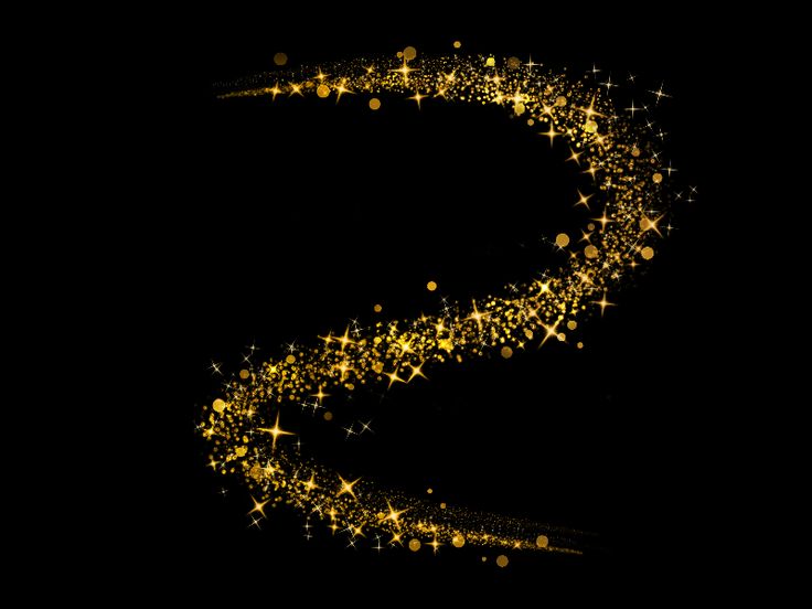 the letter s is made up of gold stars and sparkles on a black background