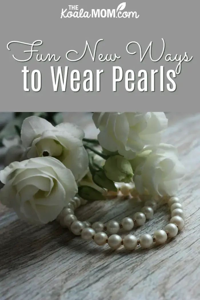 How To Wear Pearls Casual Outfit, Pick A Pearl, How To Tie Pearl Necklace, Wearing Pearls With Jeans Casual Outfits, How To Style Pearl Necklace Outfit, Jeans And Pearls Outfit, Pearls With Black Dress, Styling Pearls Outfit, How To Style A Pearl Necklace