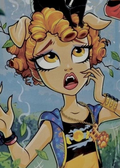 an image of a cartoon character talking on a cell phone with her hand to her ear