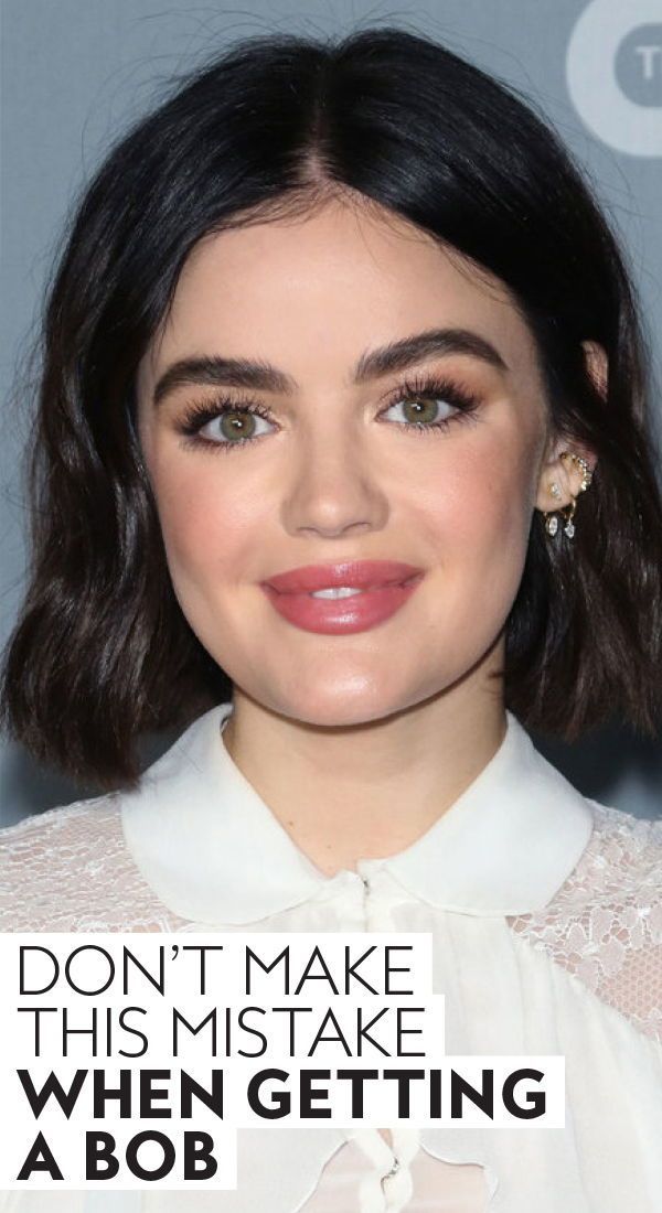 Don't make this mistake when getting a bob. #bobhaircuts #lucyhale #hairhacks #hairtips #shorthaircuts Lob For Fine Hair Round Faces, Bob Haircut For Big Forehead, Lucy Hale Long Bob, Grown Out Bob Haircut, Bob For Wide Face, Celebs With Bob Haircuts, Celebrities With Thick Hair, Growing Out Bob Haircut Ideas, Mid Length Choppy Bob