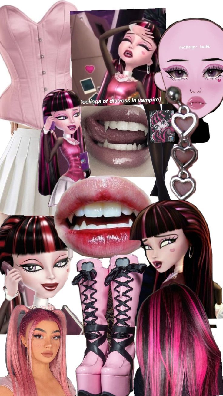 a collage of photos with different types of hair and makeup, including pink lipstick