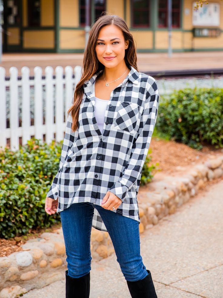 These plaid tops are going to be a staple in your wardrobe. Not only are they so soft & comfy but plaid is so on trend this season. Pair it with jeans and sneakers, or dress it up with your favorite boots. Mixing and matching this top will be so fun! Sizing: Small 0-4 Medium 6-8 Large 10-12 XL 12-14 Model is 5'7" Size 2/4 wearing small Gingham Button-up Tops For Fall, Fall Gingham Button-up Tops, Spring Flannel Tops With Button Closure, Spring Everyday Flannel Shirt With Button Closure, Trendy Flannel Tops With Button Closure, Everyday Plaid Tops For Spring, Spring Flannel Shirt For Everyday, Plaid Tops For Everyday Spring Wear, Everyday Plaid Flannel Tops