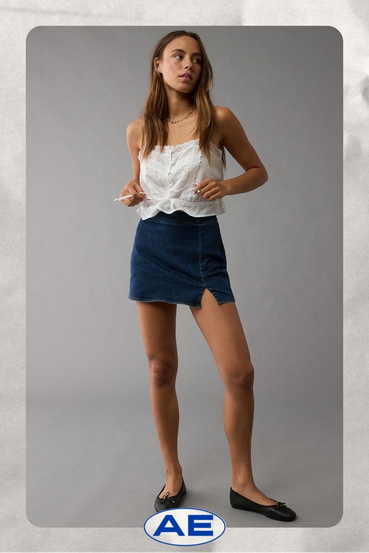 Next Level Stretch/Our softest, stretchiest, never-loses-its-shape denim/Super soft inside and out, comfortable and lightweight/Indigo wash/This skort is Real Good: made with the planet in mind and a promise to continue to do better Fitted Denim Skort With Built-in Shorts, Denim Blue Stretch Mini Skort, Stretch High Rise Denim Blue Mini Skirt, High Rise Stretch Denim Blue Mini Skirt, Stretch Medium Wash Skort For Summer, Stretch Denim Skort For Summer, Denim Skort With Built-in Shorts For Summer, Mid-rise Stretch Cotton Skort, High Waist Stretch Denim Blue Skort