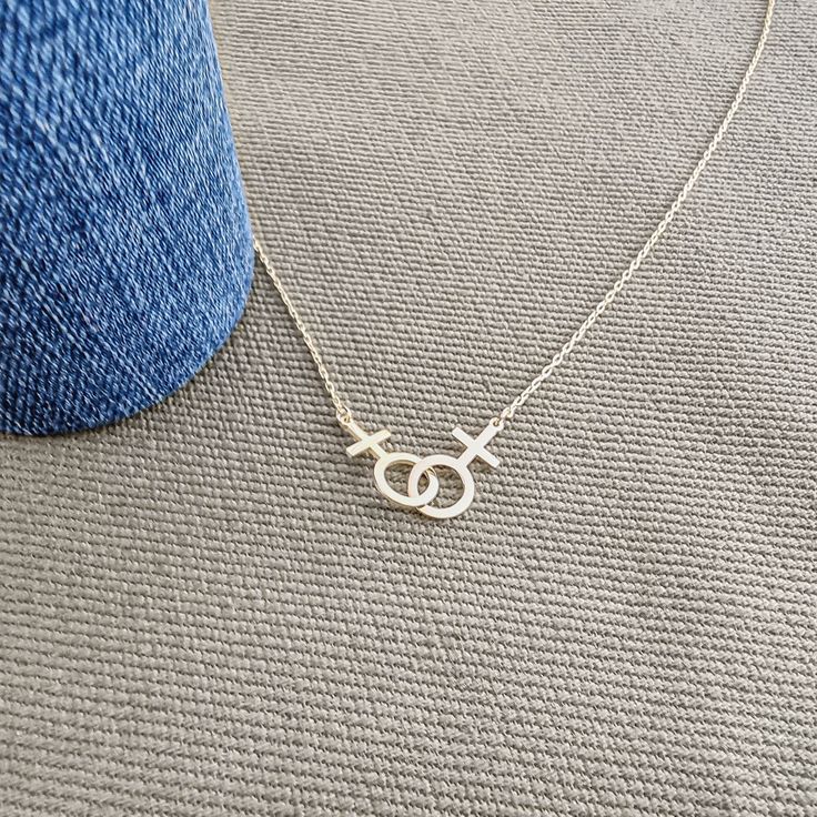 Gold Lesbian Necklace, Lesbian Gift, 18k Gold Filled Lesbian Necklace, Double venus , Lesbian Pride Jewelry, Lgbt Necklace , Dainty Necklace ❤  Material: High Quality 925 Sterling Silver ❤  Finished Color: Sterling Silver, Rose gold Filled or 14k - 18K Gold Filled ❤  Name size approx, 14 mm ❤ For the plain chain option, only the empty chain will be sent. ❤  Customization : This product can be your wishes name,text,letters,number or any other things. ❤  Each piece is 100% handmade, we buy the met Wlw Jewelry, Lesbian Jewelry Fashion, Wlw Gifts, Lesbian Beaded Necklace, Lesbian Jewelry Necklaces Pendants, Double Venus Necklace, Lesbian Necklace, Lgbtq Necklace, Text Letters