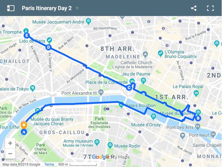 a map that shows the route for paris