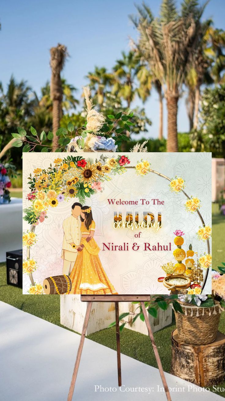 welcome board sign haldi ceremony Haldi Welcome Board Design, Haldi Ceremony Standee, Haldi Themes Ideas, Banners For Wedding, Haldi Standee Design, Engagement Standee Design, Haldi Welcome Board Template, Welcome Boards For Wedding, Haldi Sunboard