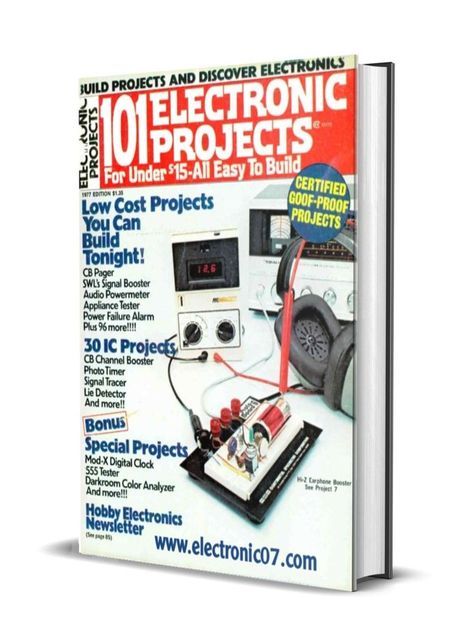 the electronic projects book is open to show it's contents and instruction manuals