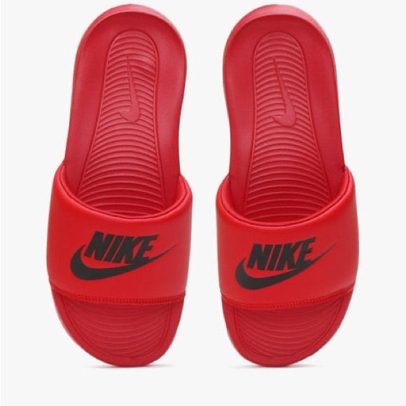 These Nike Men's Slide Sandals Feature A New, Softer Foam And Mechanical Cushioning That Delivers Unbelievable Responsiveness And Lasting Comfort. Brand New With Original Box And Tags. Same Day Shipping. Nike Slides With Rubber Sole, Slip-resistant Sandals For Streetwear, Nike Slide Sandals With Rubber Sole, Nike Open Toe Slides With Rubber Sole, Nike Slides With Round Toe And Rubber Sole, Red Sporty Sandals For Streetwear, Sporty Red Sandals For Streetwear, Slip-on Sports Sandals With Rubber Sole, Red Synthetic Sandals For Streetwear