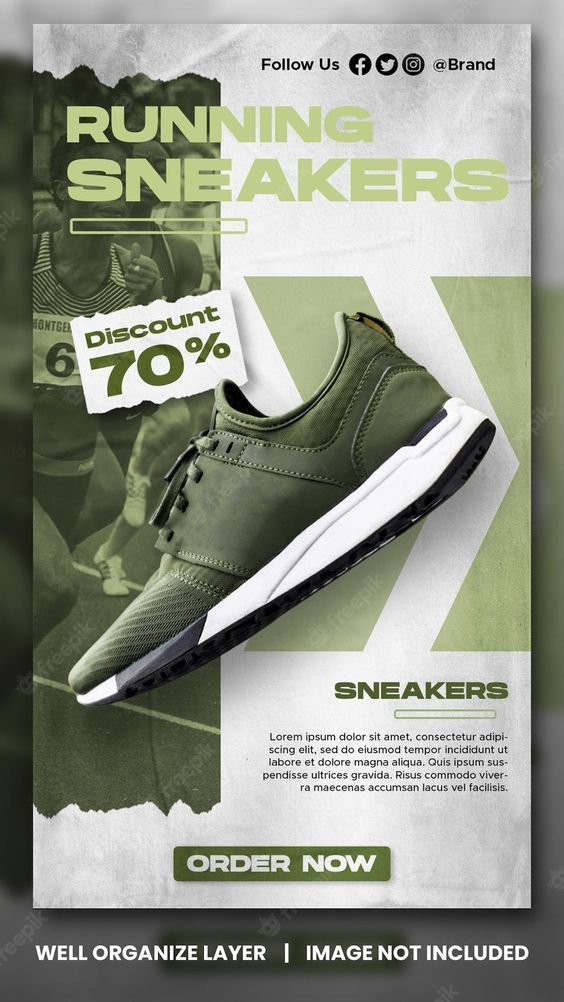 an advertisement for running sneakers is shown in this advertment, with the image of a