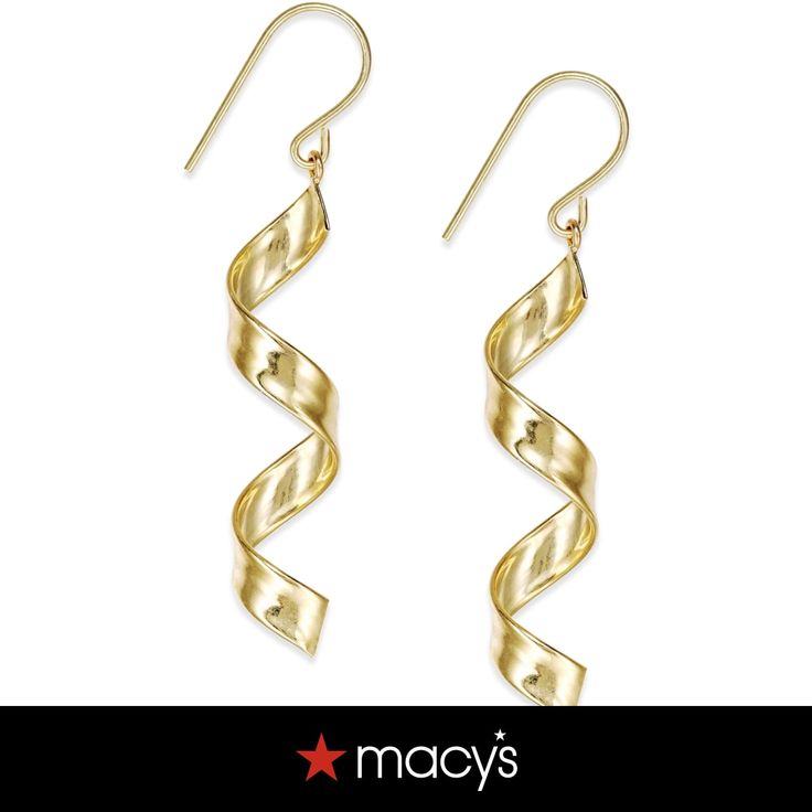 in stock Macy's Yellow Gold Drop Earrings, Elegant Yellow Gold Swirl Jewelry, Spiral Earrings For Formal Occasions, Elegant Spiral Gold Plated Earrings, Spiral Yellow Gold Jewelry With Polished Finish, Polished Yellow Gold Spiral Jewelry, Gold Sterling Silver Jewelry With Modern Twist, Elegant Yellow Gold Swirl Earrings, Gold-plated Yellow Gold Spiral Earrings