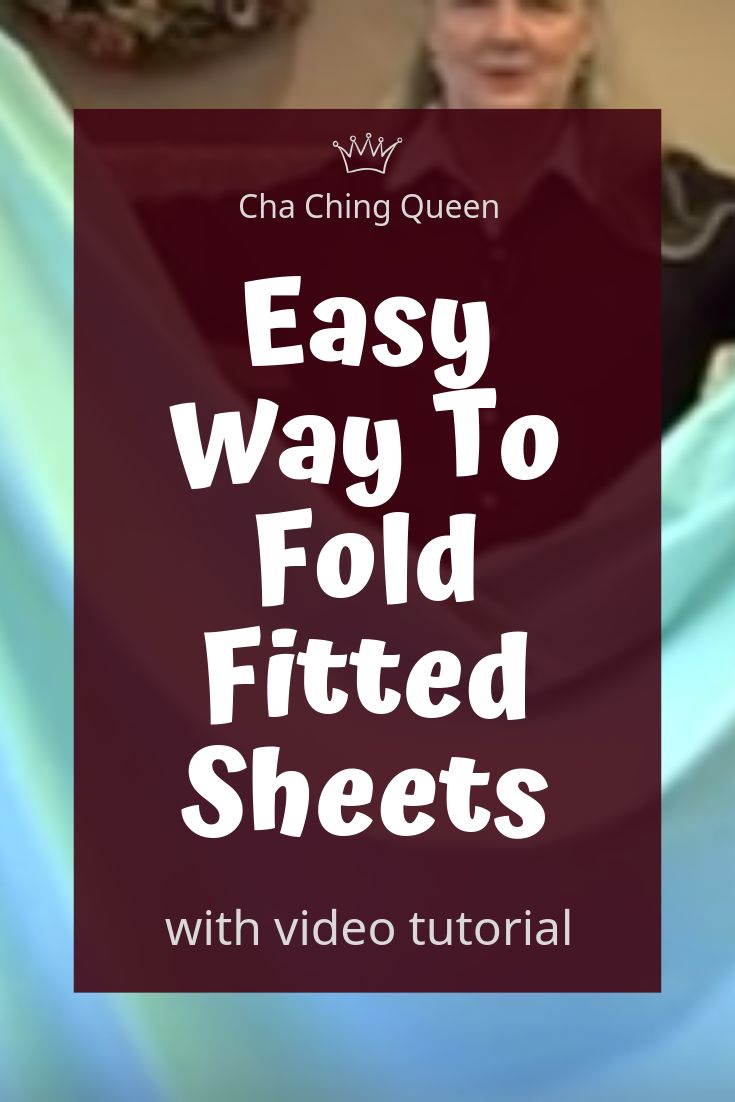 a woman in black shirt with text overlay that reads easy way to fold fitted sheets