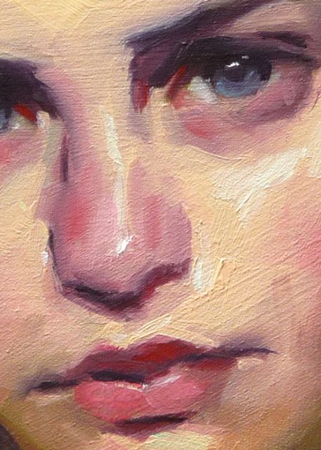 an oil painting of a woman's face