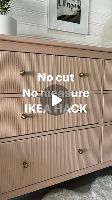 an image of a dresser with words on it that say no cut, no measure ikea hack