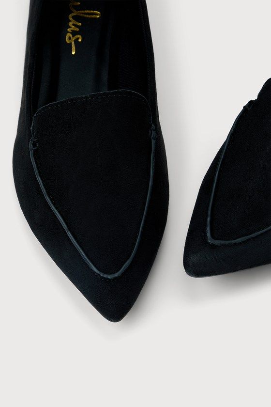 Add sophisticated flair to every ensemble with the Lulus Emmy Black Suede Pointed Loafers! These chic faux suede flats have a pointed toe upper, and a low-cut, notched collar. Pull tab at heel. 0. 25" rubber heel. Cushioned insole. Nonskid rubber sole. All Man Made Materials. Imported. Lulus | Emmy Black Suede Pointed Loafers | Size 10. Elegant Pointed Toe Flats For Work, Elegant Pointed Toe Flats For Workwear, Elegant Suede Pointed Toe Flats, Chic Suede Ballet Flats For Work, Elegant Suede Pointed Toe Flats For Work, Fall Workwear Pointed Toe Suede Flats, Elegant Suede Pointed Toe Flats With Low Heel, Chic Suede Pointed Toe Flats, Chic Suede Pointed Toe Flats For Work