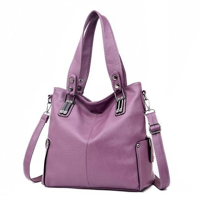 Limited Stock Available - Click "ADD TO CART" To Get Yours Now For 50% OFF 🔥 ﻿Carry your essentials in style with this Multiuse Ladies Handbag. This bag from Arimonz is made of genuine leather. It features a spacious inner compartment. It’s beautiful and has a functional design that makes it easy to love. Store your traveling essentials in style with this roomy handbag. Specification: Genuine Leather Type: Sheepskin Closure Type: zipper Lining Material: Polyester Size 32 x 14 x 30 cm/12.59 x 5. Everyday Faux Leather Bag With Top Carry Handle, Purple Satchel Shoulder Bag With Large Capacity, Purple Leather Shoulder Bag With Adjustable Strap, Purple Large Capacity Satchel For Everyday, Purple Large Capacity Double Handle Satchel, Everyday Large Capacity Purple Satchel, Large Capacity Purple Bag For Everyday Use, Purple Leather Tote Shoulder Bag, Soft Leather Double Handle Bag For Errands