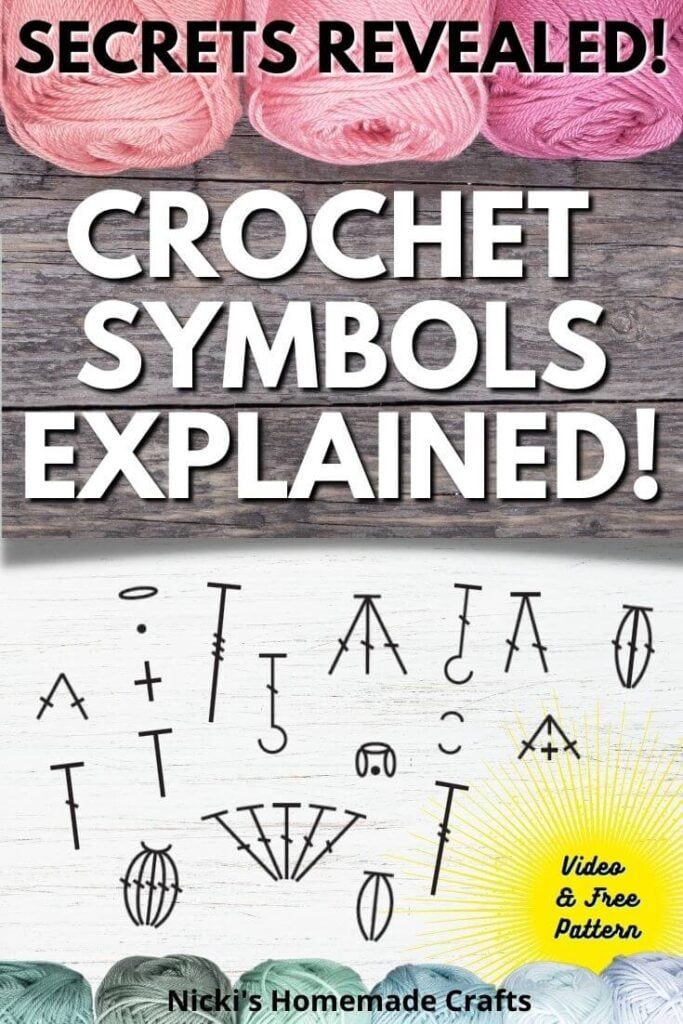 crochet symbols are displayed in front of a sign with the words crochet symbols