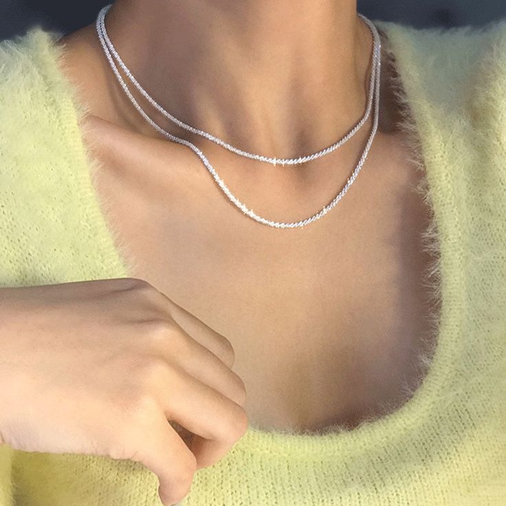 Silver Necklaces Women, Daisy Ring, Sparkle Necklace, Sterling Silver Chain Necklace, Chain Choker Necklace, Jewelry Wedding, Minimalist Necklace, Chain Choker, Silver Chain Necklace