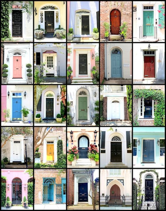 a collage of doors and windows in different colors, sizes and shapes are shown