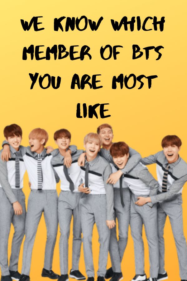 a group of young men standing next to each other with the words we know which member of bts you are most like