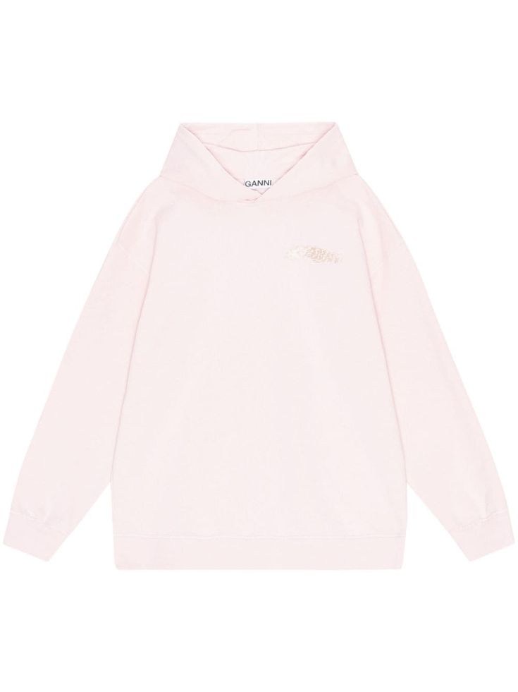 Find GANNI Logo-print Cotton Hoodie on Editorialist. blush pink cotton logo print to the front classic hood drop shoulder long sleeves ribbed trim straight hem Light Pink Hoodie, Pink Cotton Fabric, Stylish Logo, Cotton Logo, Pink Sweatshirt, Cotton Hoodie, Pink Hoodie, Pink Cotton, Colorful Hoodies