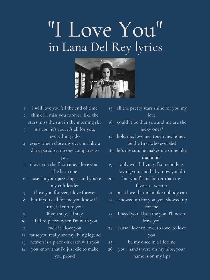 the back cover of i love you in lana del rey