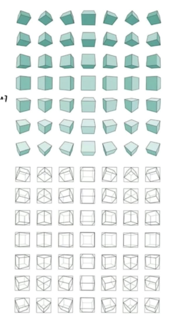 various shapes and sizes of boxes on a white background, including the top one with an arrow