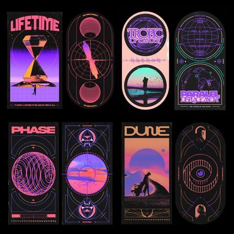 six different skateboards are shown with the same poster on each one, and there is an image of a man holding a surfboard that says's life time