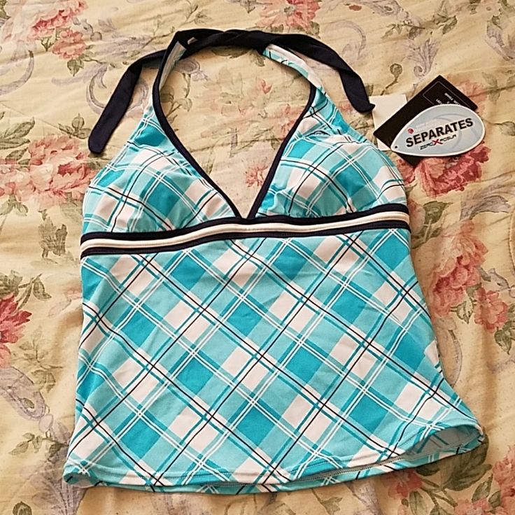 Brand New Tankini With Tags! Blue Sporty Tankini For Beach Season, Sporty Blue Tankini For Beach Season, Blue Lined Tankini For Poolside, Poolside Blue Lined Tankini, Blue Lined Tankini For Sunbathing, Lined Blue Tankini For Sunbathing, Sporty Blue Tankini For Vacation, Blue Sporty Swim Skirt For Vacation, Sporty Blue Swim Skirt For Vacation