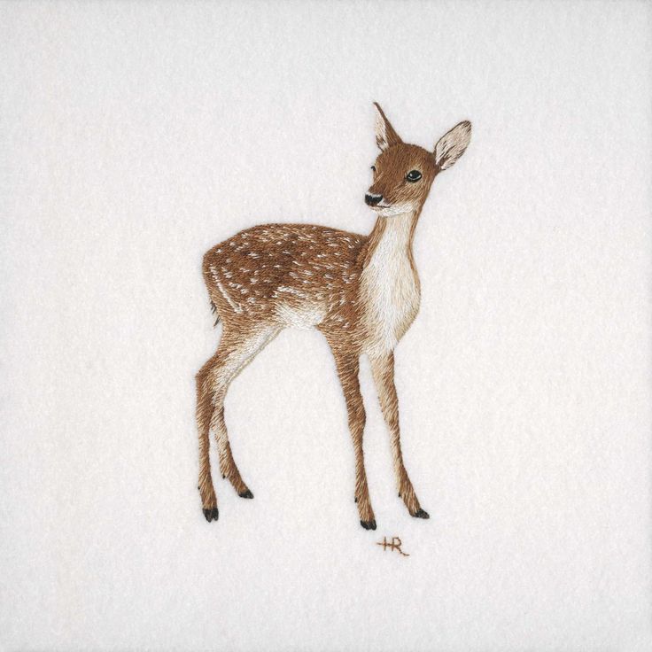 a drawing of a fawn standing in the snow