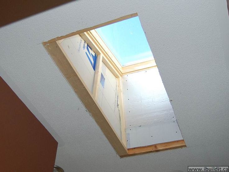 the skylight is being installed to the ceiling