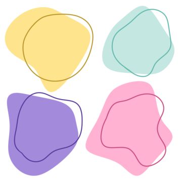 four different colored shapes on a white background